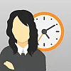 Illustration einer Person vor einer Wanduhr stehend